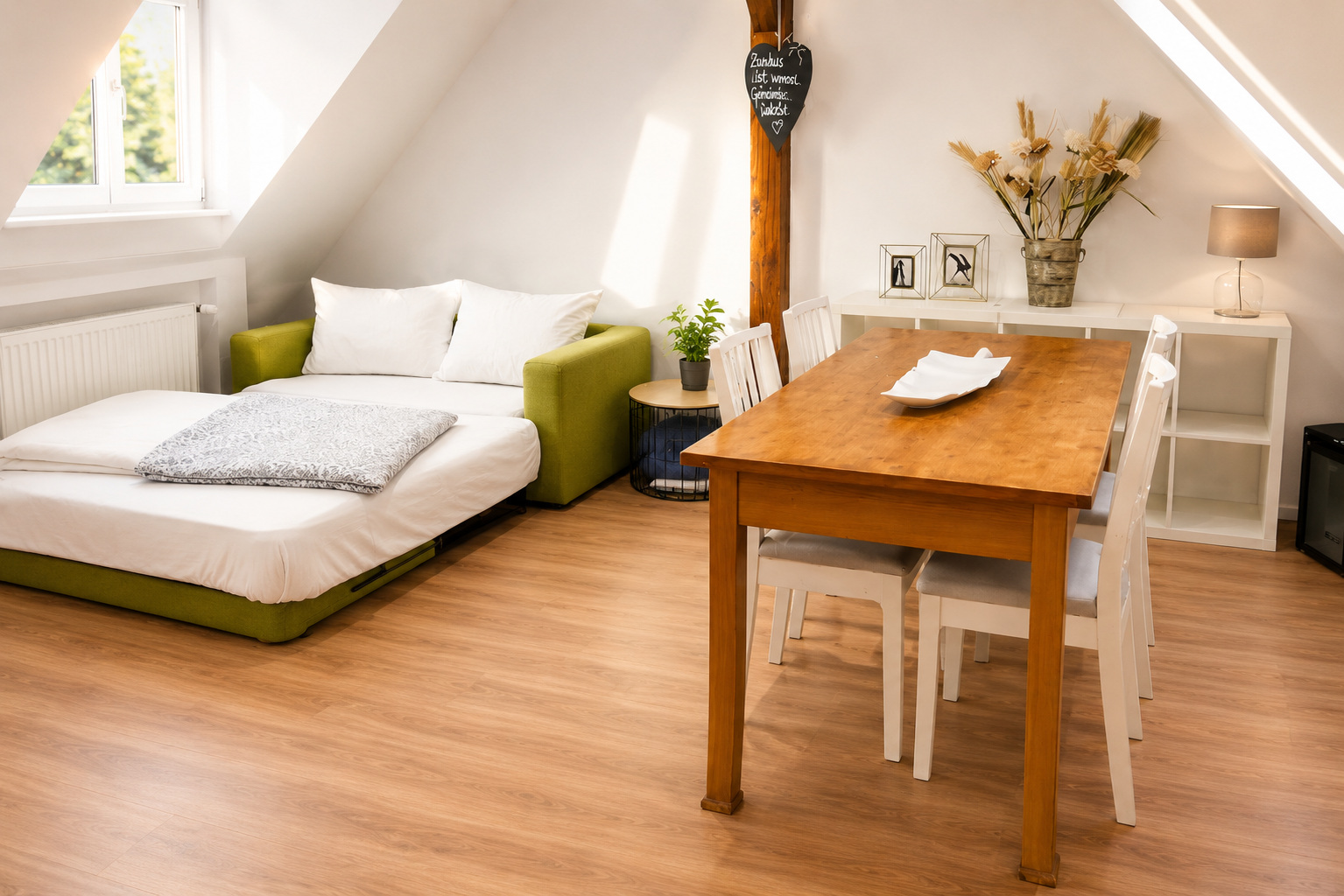 Actual living and dining area in apartment 501